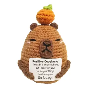 Hand Crocheted Capybara Plush Toy, Handmade Crochet Figure | "Be Copy!" Positive Affirmation Gift, Encouragement | Cute Desk Decor for Kids & Adults