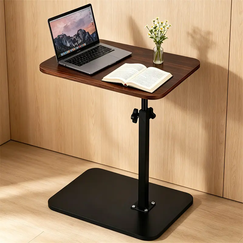 C Shaped Swivel Top Side Table with Adjustable Height - Heavy Duty Metal Base Multi-Purpose Study Desk TV Tray for Couch, Small Spaces - Ideal for Food, Laptop, Side Tables