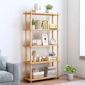 5-Tier Wooden Shelf Bookcase - Modern Open Bookshelf, Free Standing Storage Rack, Multifunctional Display Stand for  and Office, Oak, Rectangle