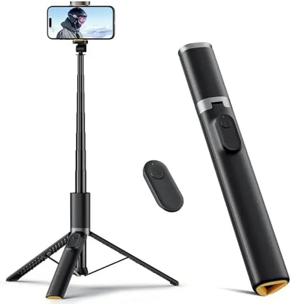 TODI 63" Phone Tripod with Remote Portable Selfie Stick Tripod Stand for Video Recording Travel Compatible with iPhone 15 14 13 Android
