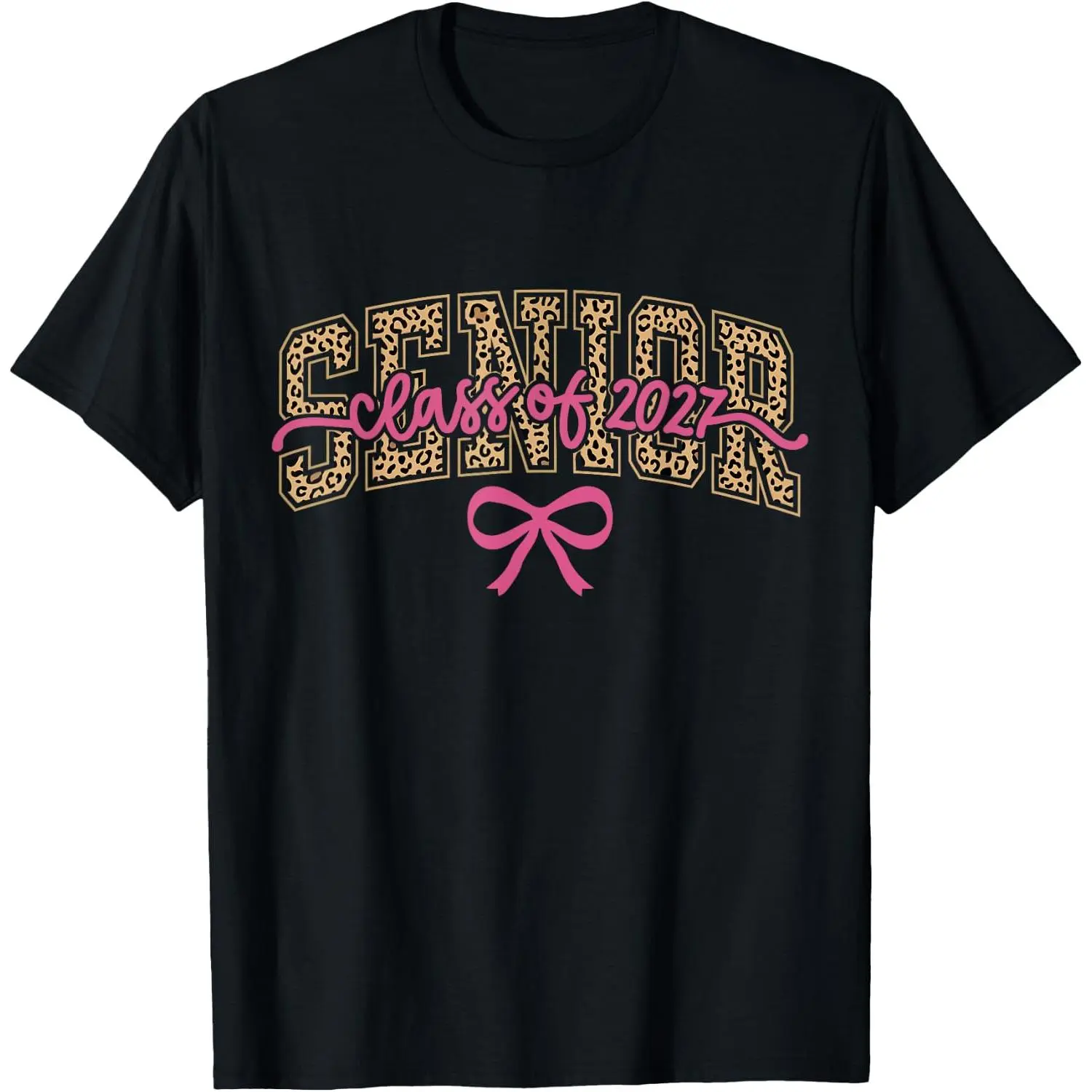 Senior 2027 Class of 2027 Coquette Leopard Bow Senior Grad T-Shirt