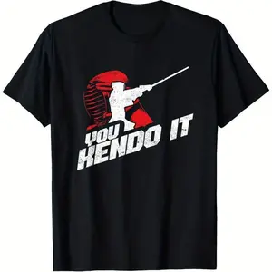Funny Kendo Martial Arts Graphic Cotton Short Sleeve T-Shirt | Round Neck Unisex Tops Tees T-Shirts