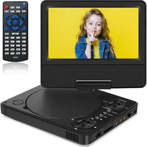 9.5" Portable DVD Player with 7.5" Swivel Display Screen, 5-Hour Built-in Rechargeable ,  DVD Player for  and , Dual Speakers, Sync TV, Support SD Card/USB/Disc Regions Free