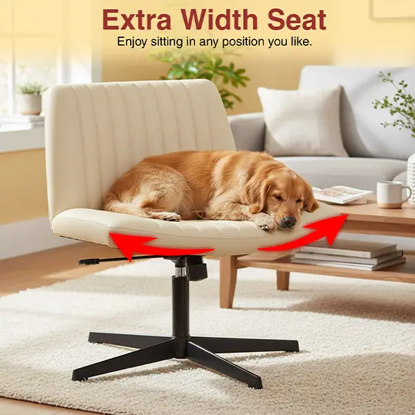 【Deal】【Extra-Wide】FDW Criss Cross Chair,Height Adjustable Criss CrossChair with No Wheels/with Wheels- Office WideSwivelHome Office Desk Chairs Readi