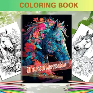 1 PCS Horse Artistic Coloring book, a stress relieving and time-saving coloring page, a hand drawn coloring book for adults and teens, and the best holiday birthday gift, Drawing Book