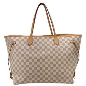 Pre-owned Louis Vuitton Damier Azur Shoulder Bags Neverfull GM Tote Shoulder Bag White