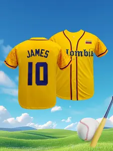 Colombia 10 Baseball Jersey Embroidered, Loose Fit Breathable Stitched Sport Shirt, Men Women Casual Streetwear All Season Athletic Top