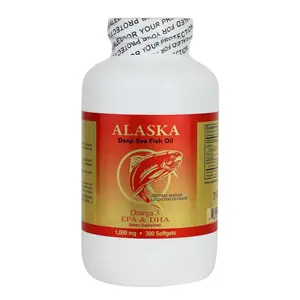 Alaska Deep Sea Fish Oil Omega-3 EPA DHA 1000 mg 300 Softgels Natural Source of Essential Fatty Acids for Cardiovascular and Brain Health Healthcare Dietary