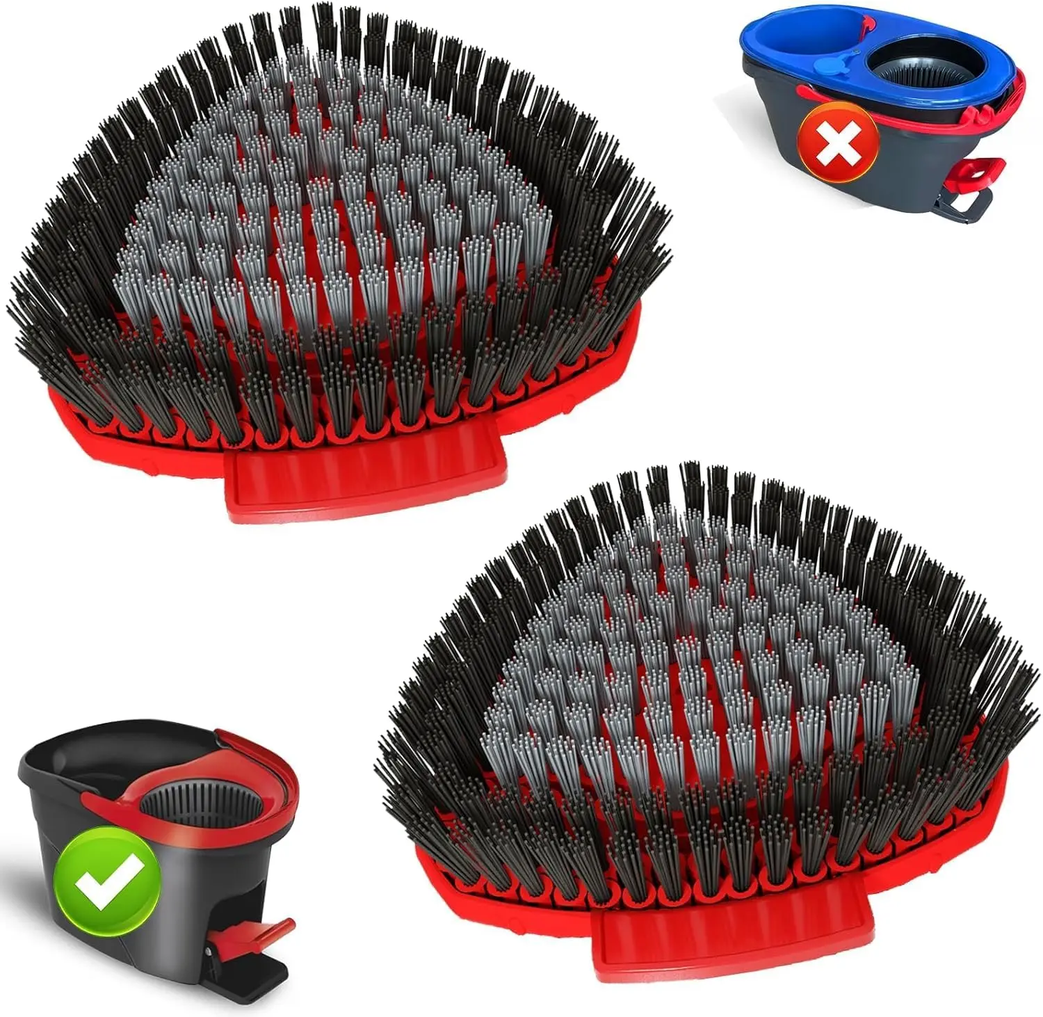 2 Pack  Mop Replace  Compatible with O Cedar EasyWring 1 Tank,Spin Replacements Heads,Scrub Brush Attachment for Bathroom,Kitchen and Various of Hard Floors