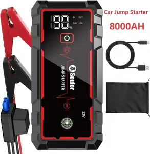 Soulor Car Jump Starter 12V, Portable 8000mAh Car Battery Jump Starter, Emergency Battery Booster Pack with Smart Jumper Cables, LCD Display, LED Flashlight, USB Fast Charging for Gas & Diesel Vehicles summerwins