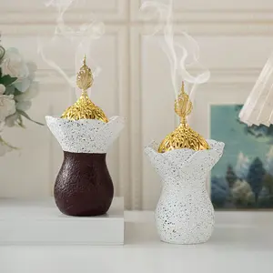 Elegant Petal-Shaped Incense Burner, Resin Craftsmanship, Perfect for Ramadan Decorations, Ideal for Dining Room & Office Spaces, Incense Holder