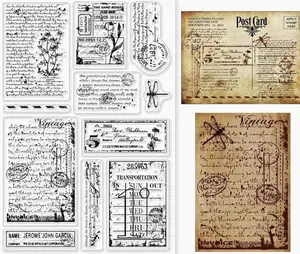 Vintage Handwriting Clear Stamps for DIY Scrapbooking Decor Vintage Daisy Dragonfly Gifts Silicone Stamp Greetings Transparent Stamps for Making Cards Photo Album Decor 6.3x4.3inch