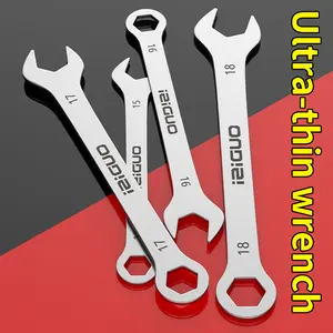 Ultra-thin 3mm dual-purpose wrench (combination and ring wrench), a versatile two-in-one tool ideal for tight spaces. Perfect for everyday household repairs, appliances, and bicycles.