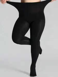 Plus Size Women's Gloss Leggings, Oiled Sheen & Semi-Sheer, Shiny High-Waist Tights for Night Out & Evening Glam, Womenswear