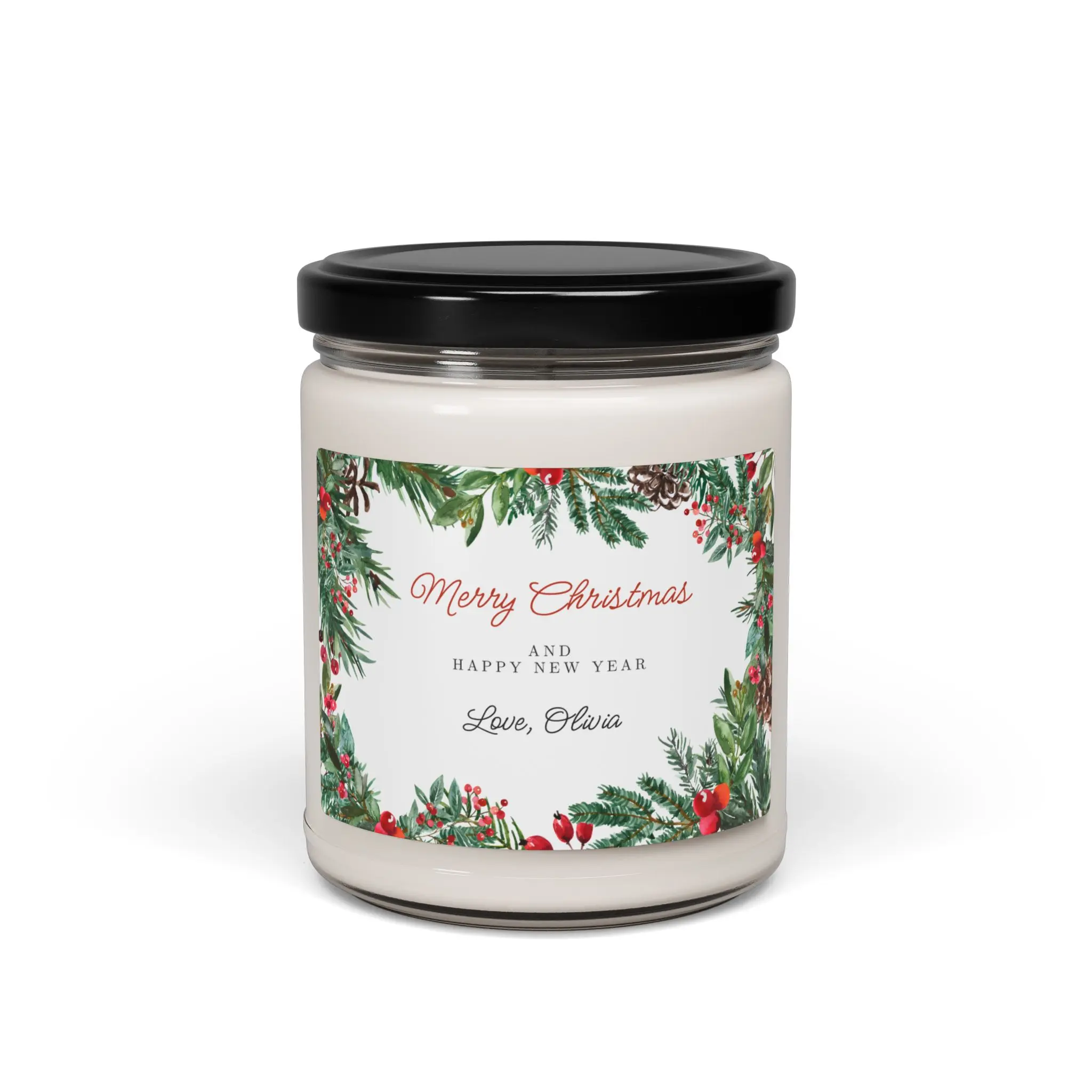 Scented Candle, Personalized Gift Candle for Christmas, 9oz - Holiday Home Decor, Custom Christmas Candle, Festive Soy Candle, Unique