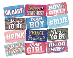 Gender Reveal Prop Set - Unique-Shaped Gender Party Photo Props Booth Supplies Set for He or She Baby Birthday Party Multicolor Decoration and Memorable 6 Count Props
