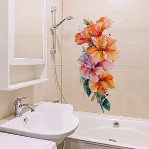 A summer flower wall sticker for bedroom and living room background wall, home decoration sticker, Floral Pattern Sticker, self-adhesive M18567