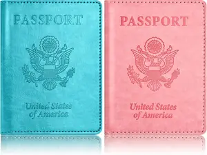 Unisex Minimalist Passport Holder Wallet Cover Case, Durable PU Leather Material Travel Document Holder, Slim Lightweight 2-Piece Travel Essentials Set
