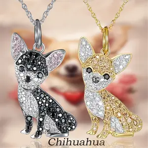 1Pc Cute Chihuahua Zinc Alloy Pendant Necklace Exquisite Women's Pet Animal Accessories Perfect Dog Lover Jewelry Gift