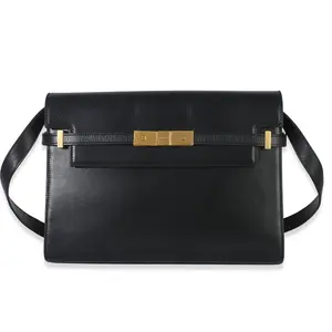 Black Calfskin Medium Manhattan Shoulder Bag