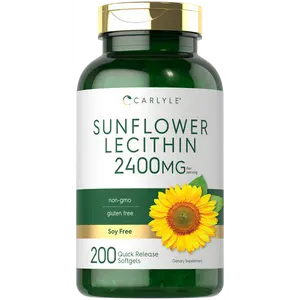 Carlyle Sunflower Lecithin Softgel Capsules | 2400mg | 200 Count | Rich in Phosphatidyl Choline | Non-GMO, Soy Free, Gluten Free Supplement