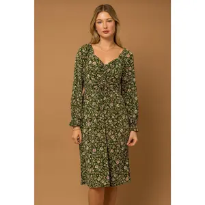Dark Olive Long Sleeve Dress