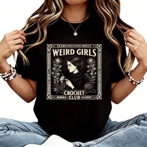 Weird Girls Crochet Club T-Shirt |   Vintage style, Crochet shirt, Crochet club, gift for crocheter, crochet humor, alternative crochet