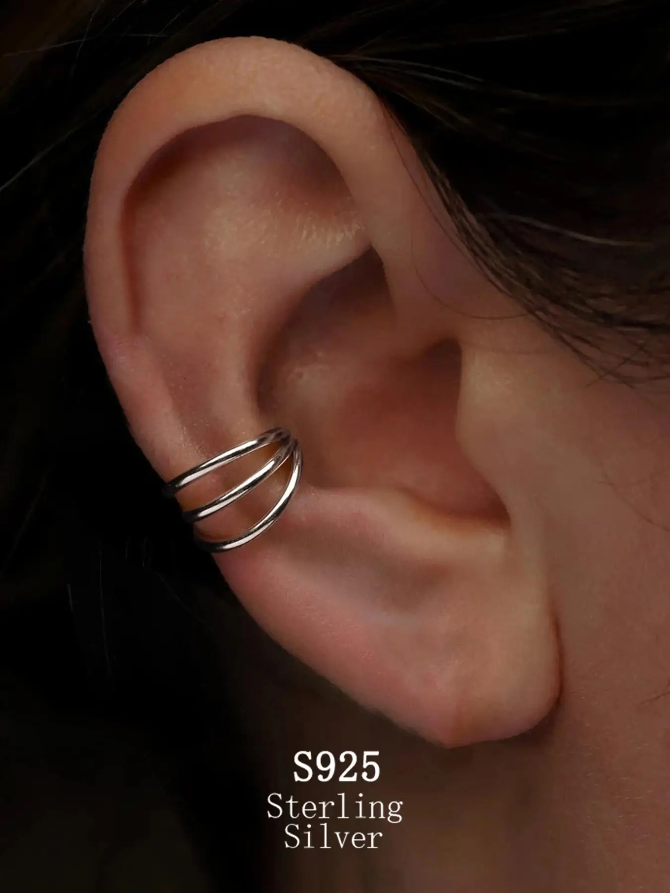 S925 Sterling Silver Layered Earring, 1 Count Fashionable Piercing Earrings for Women, Ear Cartilage Jewelry, Trendy All-match & Exquisite Jewelry for