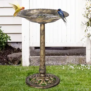 ZENY 28" Lightweight Bird Bath Feeder Standing Outdoor Garden Patio Decor Bronze