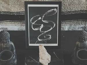 The Catalytic Principle 5x7 Framed Art • Symbol of Harmony • by Sean Aeon - Hand Painted Tribal Spiritual Symbology Minimalist Fine Art Sacred Divine Symbols