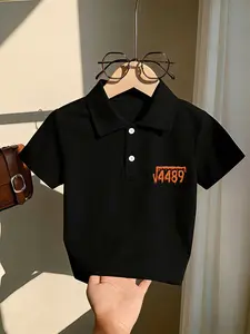 Boys' J4489 Digital Print Polo Shirt, Breathable and Comfortable, Perfect for School, Outdoor Play, Family Outing, Casual Style