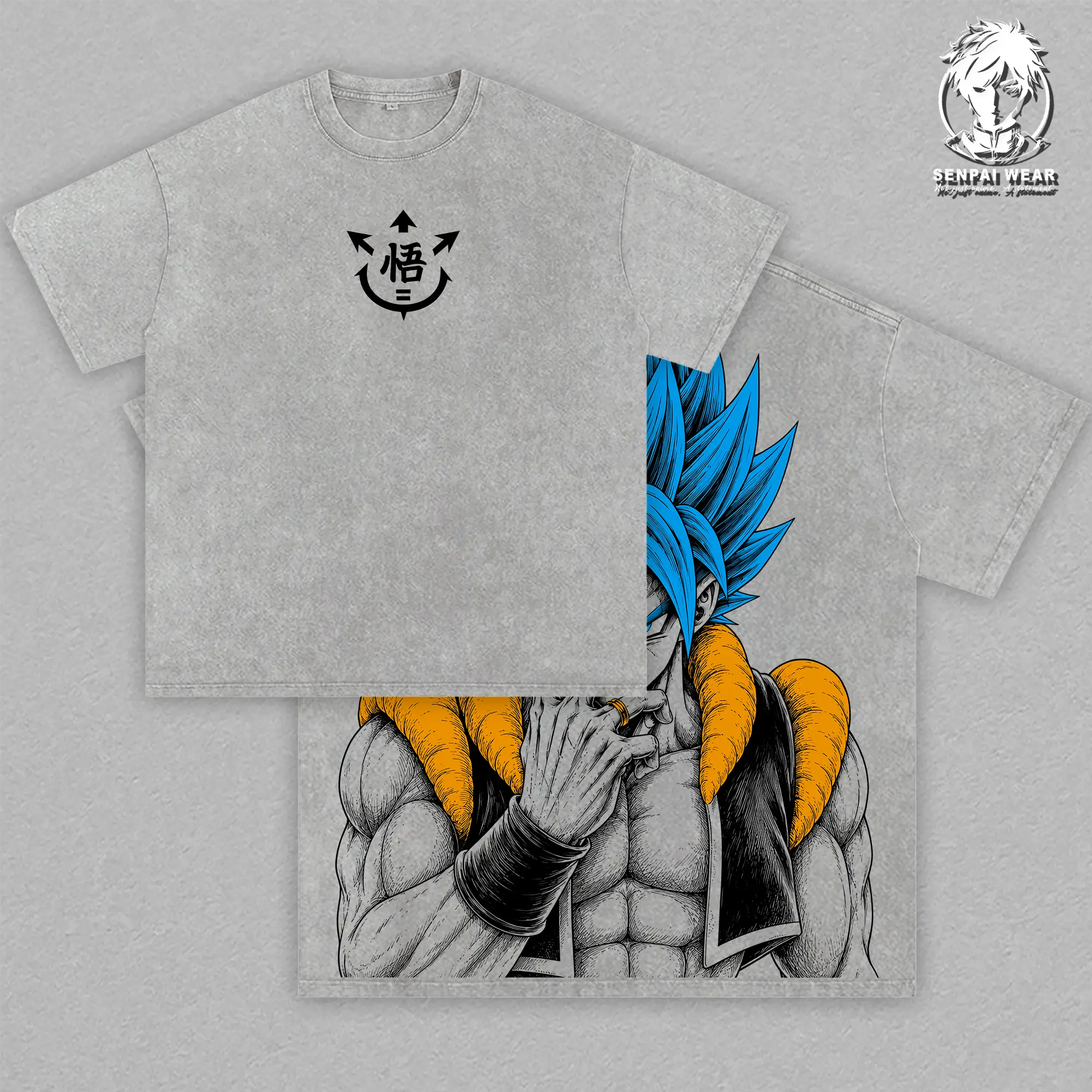 Vintage Gogeta Blue Super Saiyan Washed Shirt, DBZ Graphic Tee, Streetwear Casual Wear For Anime Fans, Gift for DBZ Fans