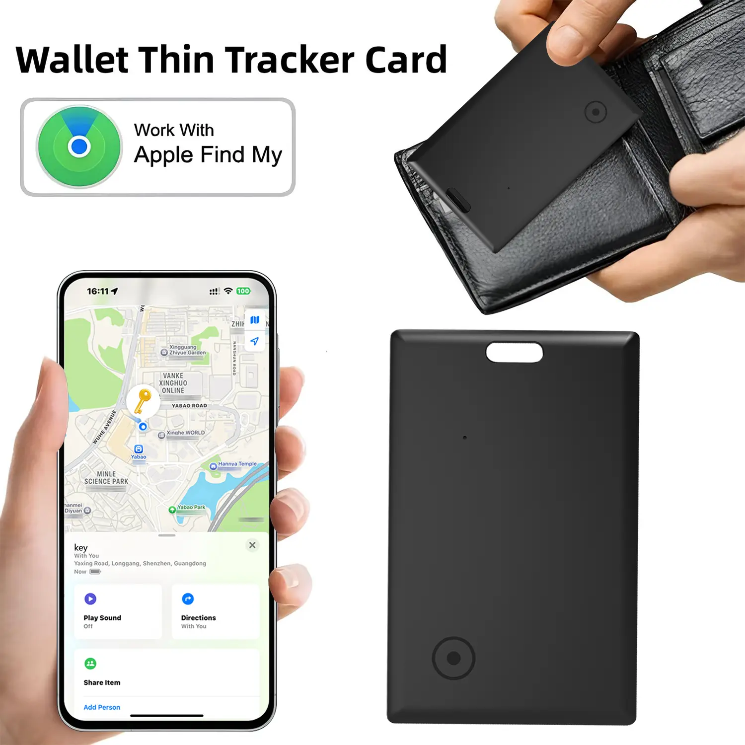 MFi Certified Wallet Tracker Card Compatible with Apple Find My(iOS Only),Air Tracker Tag Bluetooth Wallet Finder IP68 Waterproof GPS Tracker Item Finder,3-10 Years+ Staying Power for Keys,Bags,Luggage Tags,Passports, Phone,#tiktokshopbacktoschool