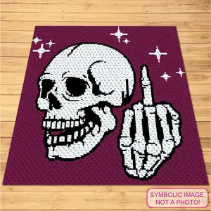 Crochet Finger Pattern, C2C Crochet Skull Blanket Pattern, Corner to Corner Pattern, Rude Crochet Pattern, Skeleton Pattern, C2C Graphgan