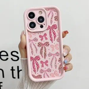 2026 Leopard Bow Pattern Phone Case , Soft Silicone, Fully Protected and Shockproof For iPhone 16 15 Pro Max 14 14Pro 13 12 11 X 16Promax Plus Girly Cover