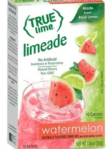 True Lime, Watermelon Limeade Drink Mix 10 packets (Pack of 4) Summer Hydration