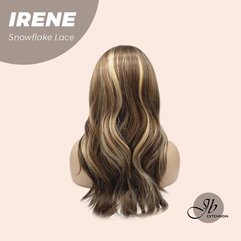 JBEXTENSION 20 Inches Caramel Blonde Highlight Pre-Cut T Part Snowflake Lace Frontlace Glueless Wig IRENE SNOWFLAKE【BENDY EAR TABS】