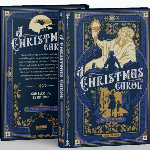 A Christmas Carol by Charles Dickens - Classic Literature, Victorian Festive Hardcover Book, English Debossed Deluxe Treasury, 3-Color Foil, 582 Pages, 6.18"x9.53", Ebenezer Scrooge Redemption-Themed Holiday Read