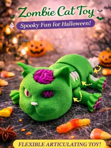 Zombie Cat Fidget Toy ‍️ 3D Printed Articulating Toy | Flexible Spooky Cat | Halloween Toy | Sensory Desk Toy | Gift Idea