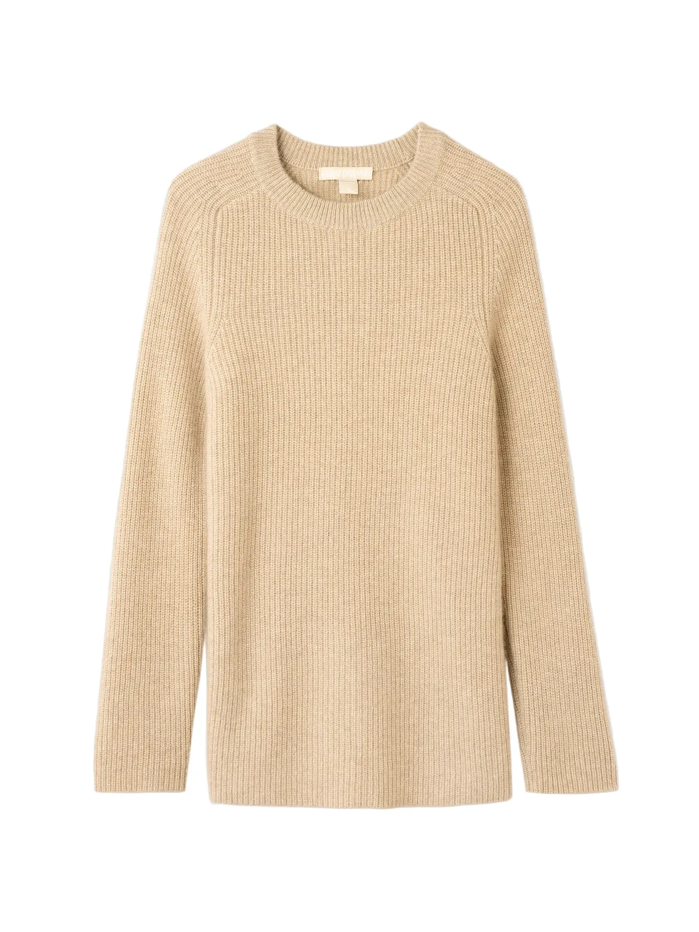 Natural Color Women's Ribbed Cashmere Sweater with Side Zippers