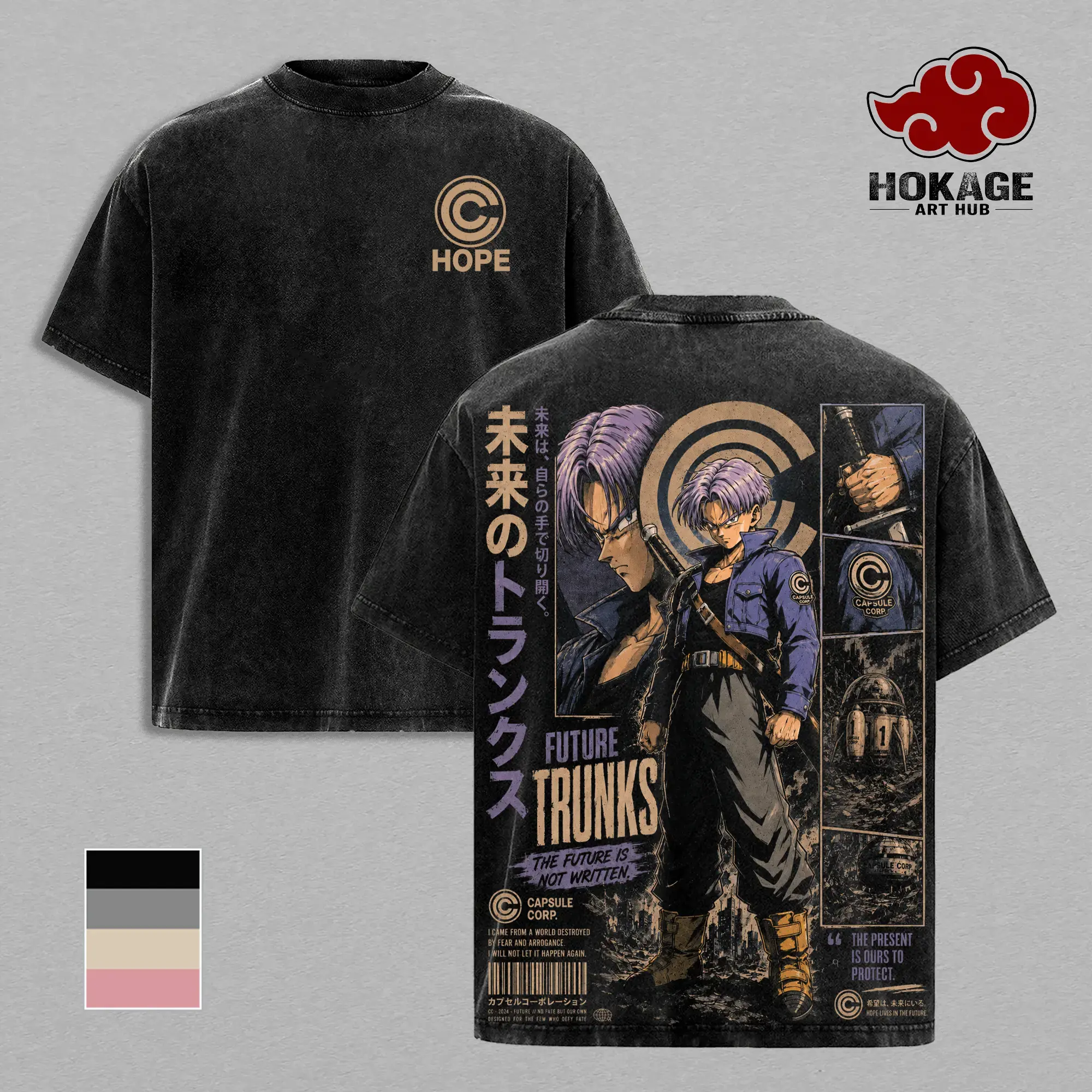 Trunks DBZ T-Shirt, Future Trunks Capsule Corp Graphic Tee, Back Print Vintage 90s Anime Shirt, Graphic Tees Men, Trendy Tshirts, Men's T Shirts, DBZ Streetwear, Unisex Cotton Distressed Tee, Merch For Men, Men Fashion Graphic Tee