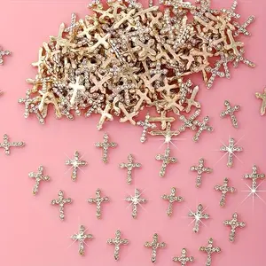 50pcs 3D Cross Diamond Nail Art Decorations, Metal Nail Art, Elegant Religious Style for Women, Wedding Party Special Occasions