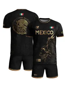 Mexico Gold Flag Heritage Tee, Natural Waist Fitted Track Shorts, All Season Sporty Style, Without Zipper & Collar