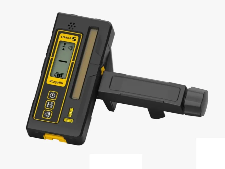 Stabila RL 230 RG Pulsed-Modulated Red & Green Beam Line Receiver, 1mm Precision, IP66 Rated, Compatible with Alkaline Batteries, Works with Levelling Rod for Large Distance Measurements, Features Arrow Position Cues & Audio Feedback