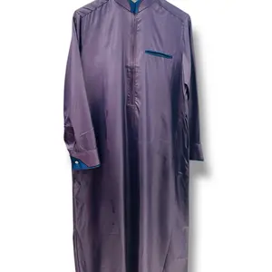 Wasi Thobe- traditional thobe with zipper in front, silky breathable material. Available in Purple and red.