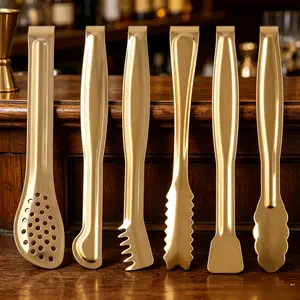 Gold Plated Mini Serving Tongs Set 6-Inch – Appetizers, Sugar Cubes, Ice, Stainless Steel, Set of 6