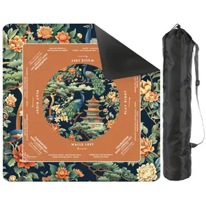 Orange Peacock Mahjong Mat 31.5 x 31.5 - For Ultimate Game Night Experience