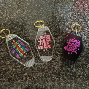 Jesus Take The Wheel Motel Keychain - Rainbow, Pink, and Purple options available
