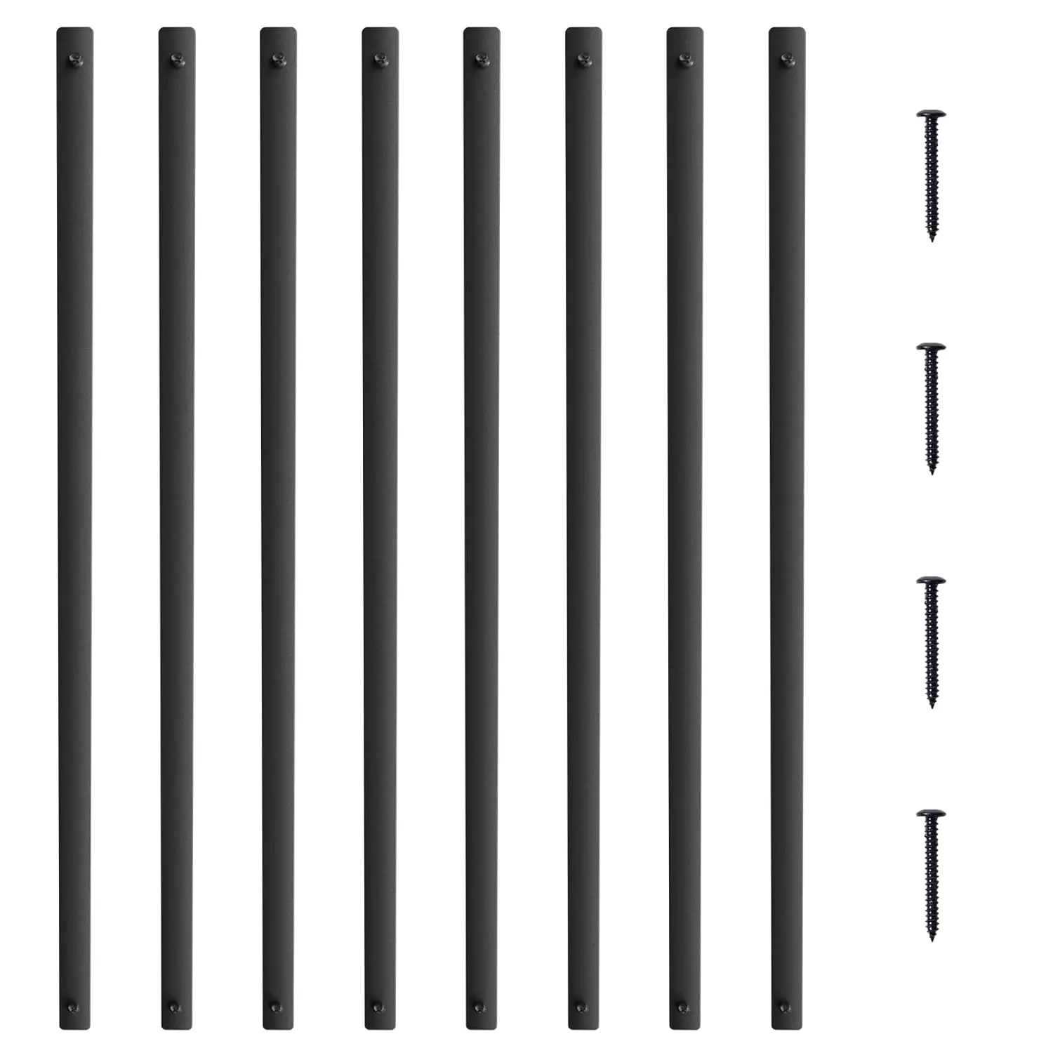 VEVOR Staircase Metal Balusters 29.5"x1" Flat Aluminum Alloy 51 Pack Satin Black - Hollow Classic Banister Spindles with Screws, Powder Coated for Porch & Deck Railing