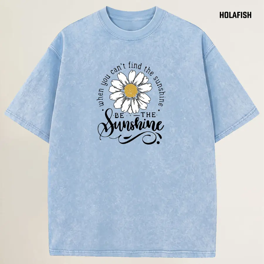 Holafish Women's Acid Wash T-Shirt, Sunshine Floral Graphic Soft Breathable Cotton Top, Relaxed Fit Summer Staple for Everyday Comfort and Easy Outfits summerwins